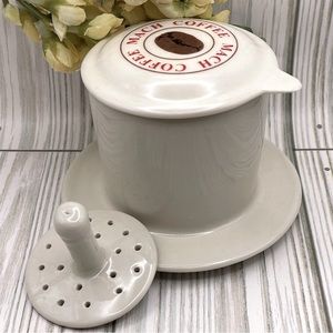 Genuine Ceramic Vietnamese Mach Coffee Filter with Lid